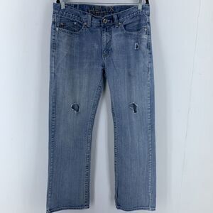 Helix Mens 34x32 Boot Bootcut Jeans Distressed Relaxed Paint Destroyed Light Y2K